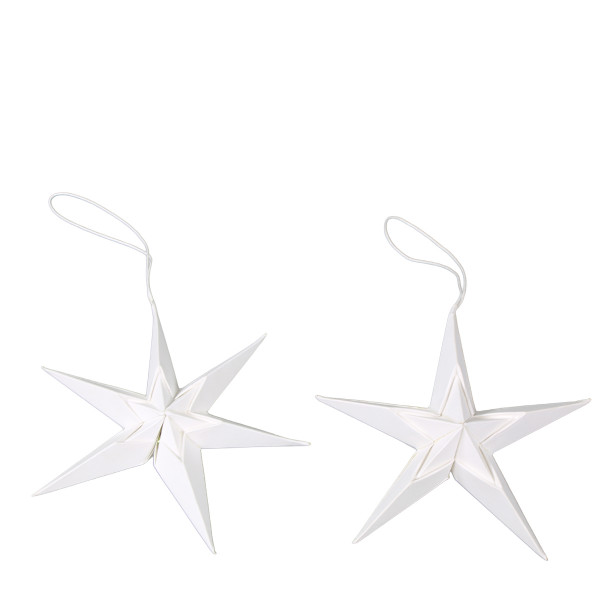 Deko Weihnachtssterne weiß, Papiersterne weiß, Ø15cm, Set/2