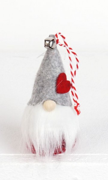 Wichtel &quot;Daniel&quot;, 9cm, graue Filzmütze, zum Hängen
