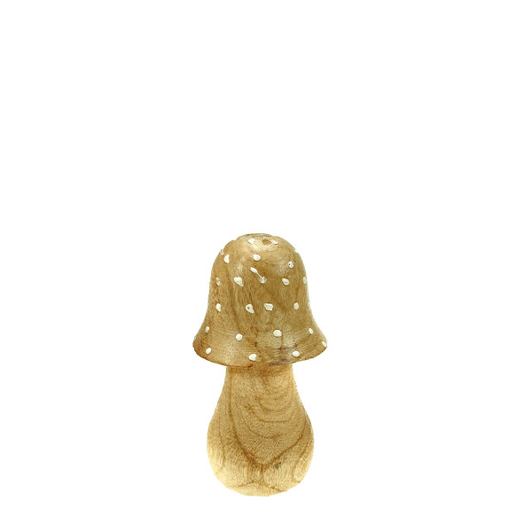 Deko Holzpilz, Fliegenpilz natur, schmale Kappe, 11x6cm