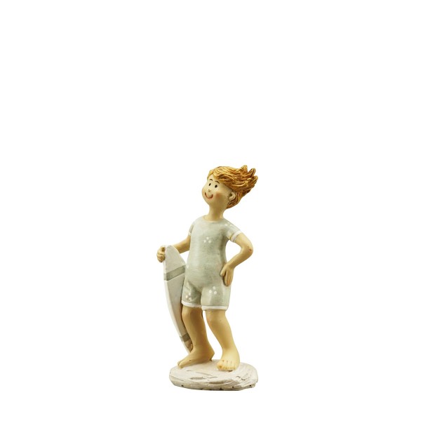 Deko Junge mit Surfboard, 9cm, Polyresin