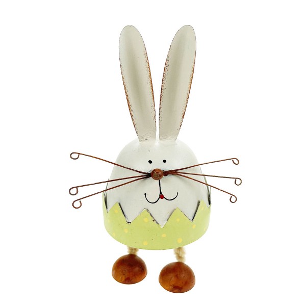 Deko Hase, grün/weiß, used look, 20cm, Metall