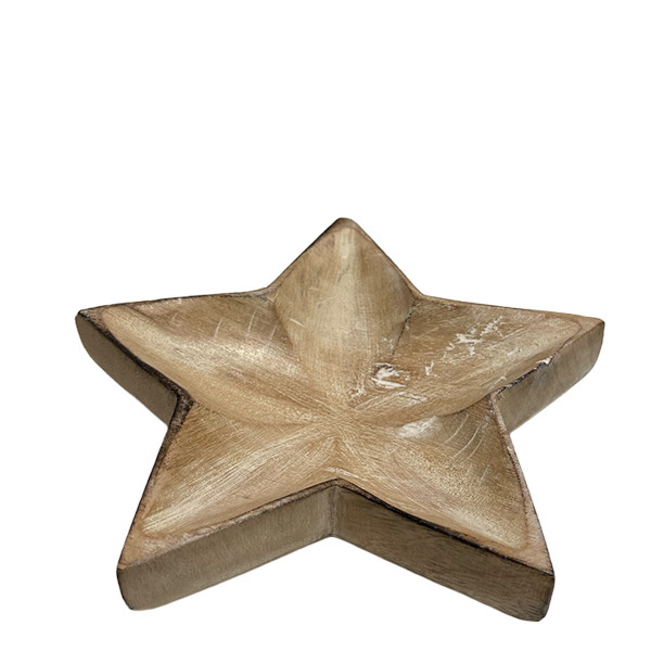 Deko Holzschale Weihnachtsstern, Holzstern used look, Plätzchenteller, Ø16cm