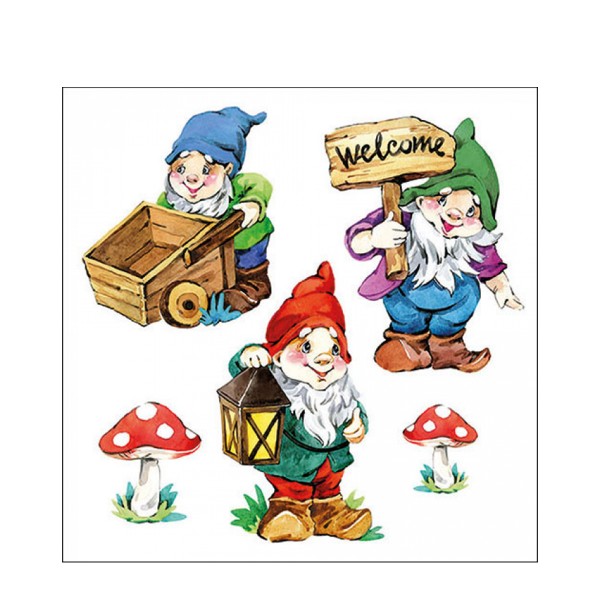 Ambiente Papierservietten Gartenzwerge Lunch 33x33cm