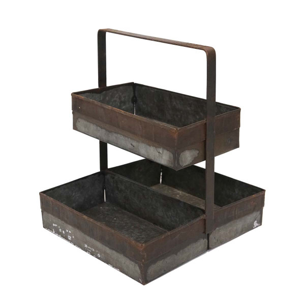 Deko Etagere Lyan used look, Metalltabletts 2-stufig, 35x30cm, Trademark Living