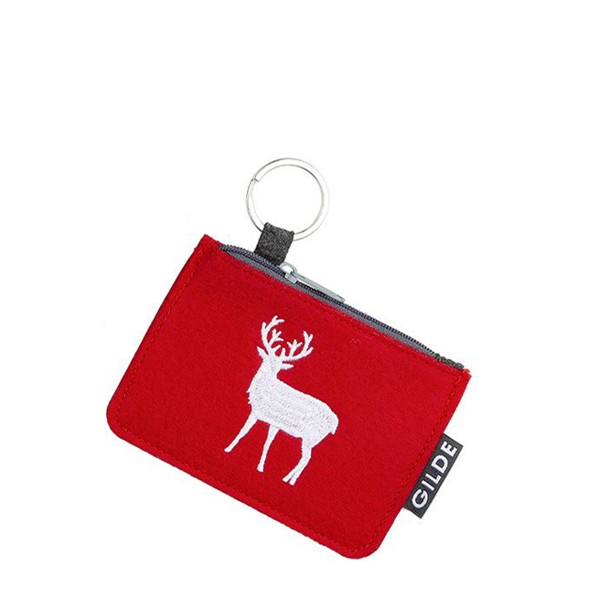 Schlüsselanhänger mit Filztasche, Hirsch, rot, 11x8cm, Gilde