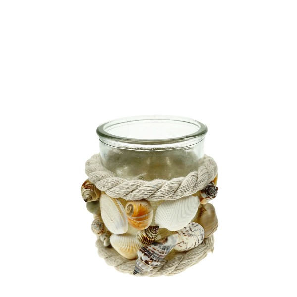 Windlicht mit Muscheln, Ø9cm
