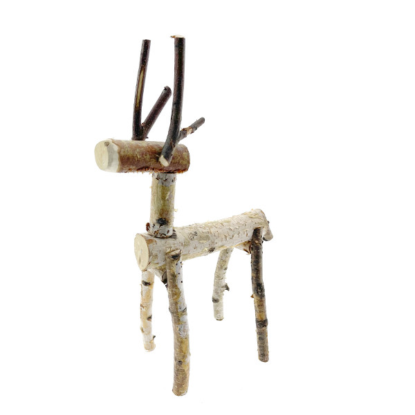Deko Hirsch Alfons, Rentier, Holzhirsch aus Birkenäste, 39cm, Boltze Home Collections