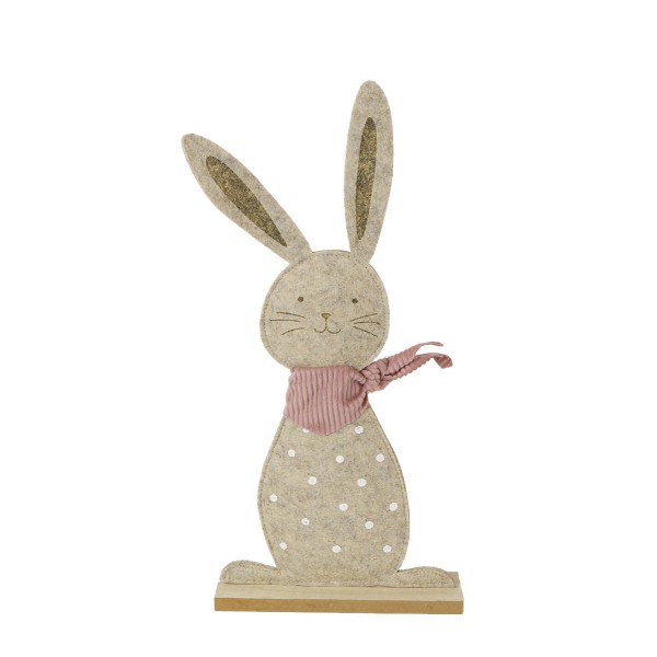 Filz Hase mit Punkten und rosa Halstuch 42cm Aufsteller