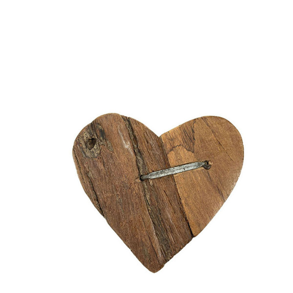 Deko Holzherz, rustikales Herz aus Naturholz mit Hufnagel, 12cm