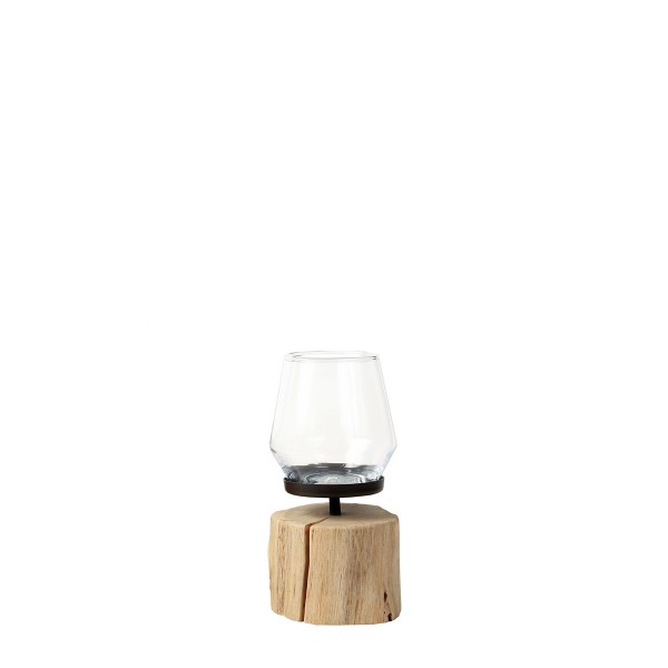 Holz Windlicht Mulan natur mit Glas 25cm, WMG Grünberger