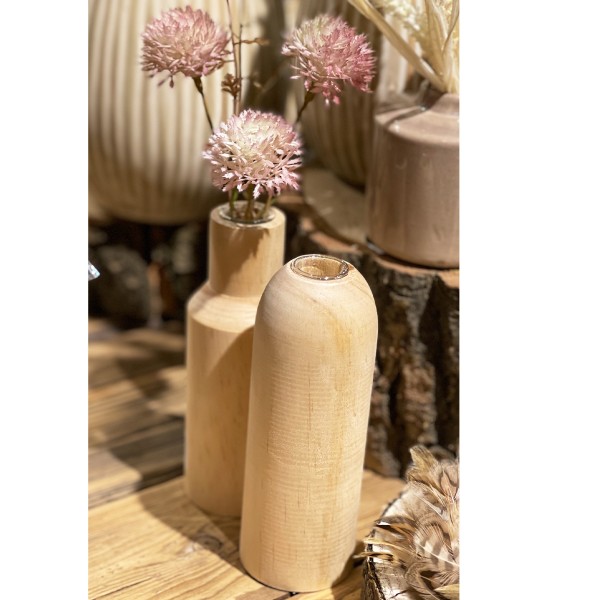 Naturholz Blumenvase, mit Reagenzglas, 15cm, Holz
