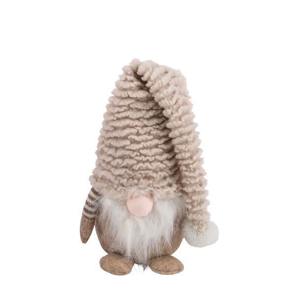 Deko Wichtel, Stoffwichtel mit langer Mütze, beige, 20cm