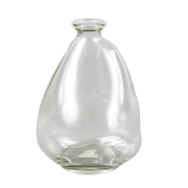 Blumenvase Kiesel, kleine Glasvase bauchig lang klar, 8x12cm