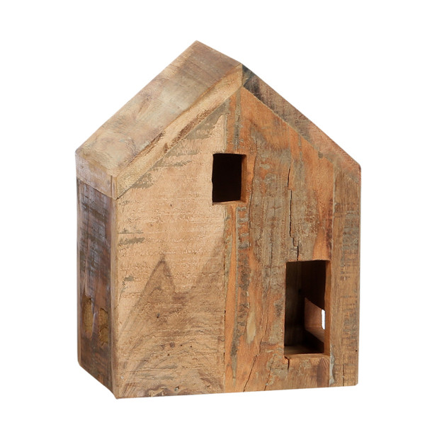 Deko Vogelhaus Altholz, rustikales schlichtes Holzhaus mit Spitzdach, WMG Grünberger