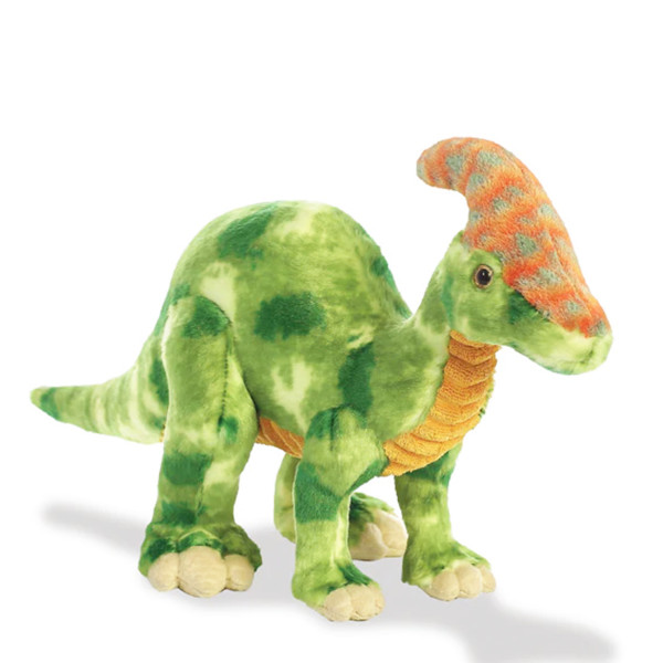 Plüsch Dinosaurier, Parasaurolophus, grün/orange, 36cm, Aurora