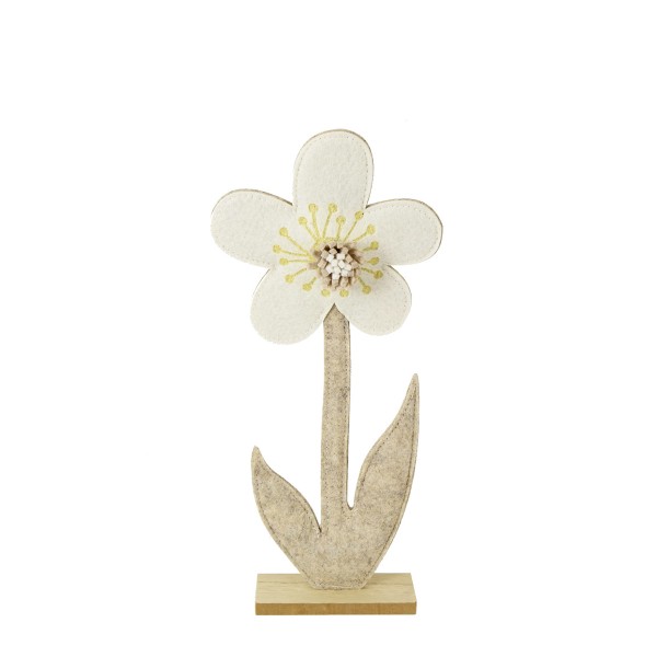 Deko Filz Blume, creme-beige, 46cm, Aufsteller