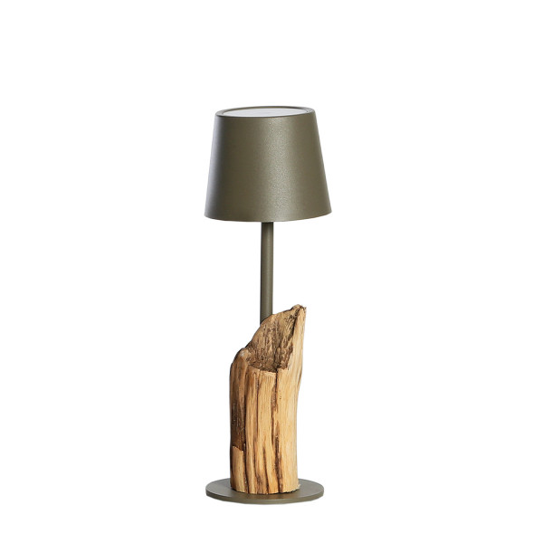 LED Windlicht Raisa Natural, rustikales Naturholzwindlicht mit LED Lampe taupe, 27cm, WMG Grünberger