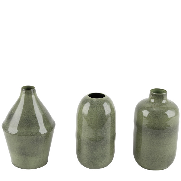 Blumenvasen grün, Metallvase in 3 unterschiedlichen Ausführungen, 12cm