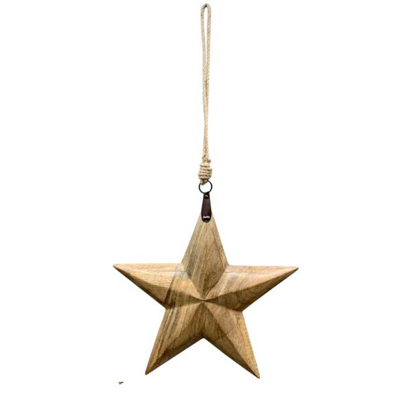 Deko Stern 3D, großer Holzstern, Weihnachtsstern natur, 40cm