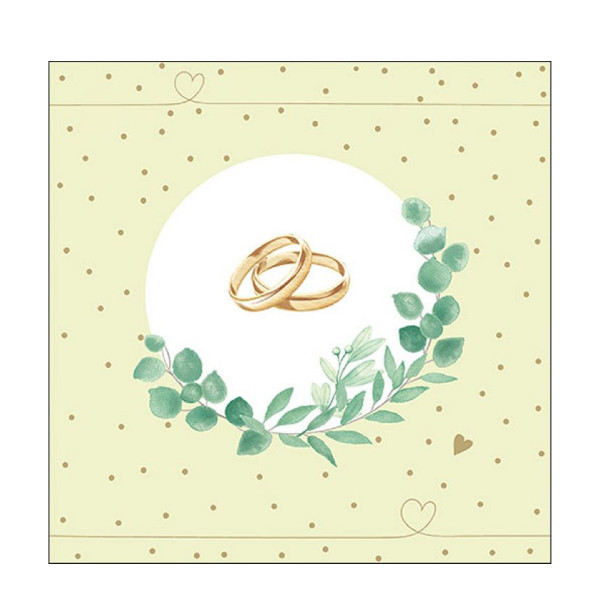 Ambiente Papierservietten Hochzeit Eheringe, Wedding Branch Green, 33x33cm