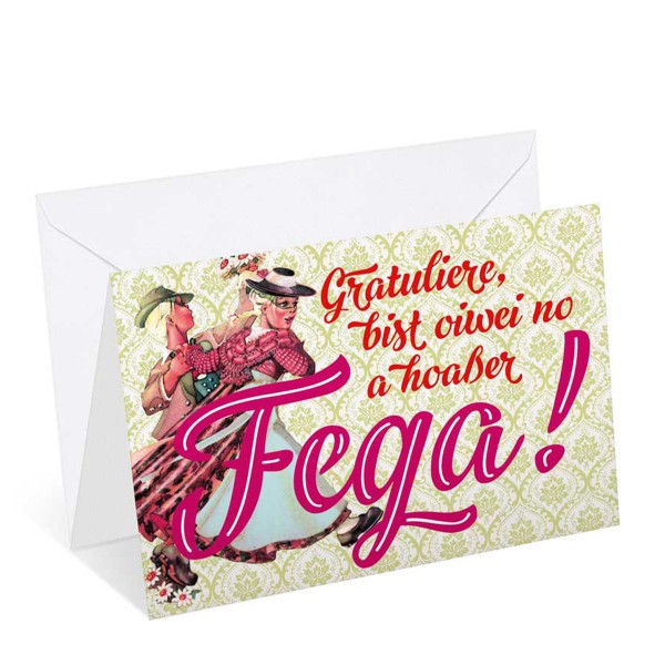 Bayerische Glückwunschkarte: Fega
