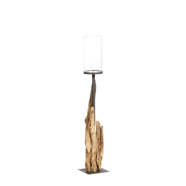 Holz Windlicht Raisa Jamilia, Naturholz, 110cm, WMG Grünberger