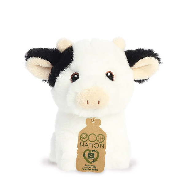 Plüsch Mini Kuh, weiß/schwarz, Eco Nation, 13cm, Aurora