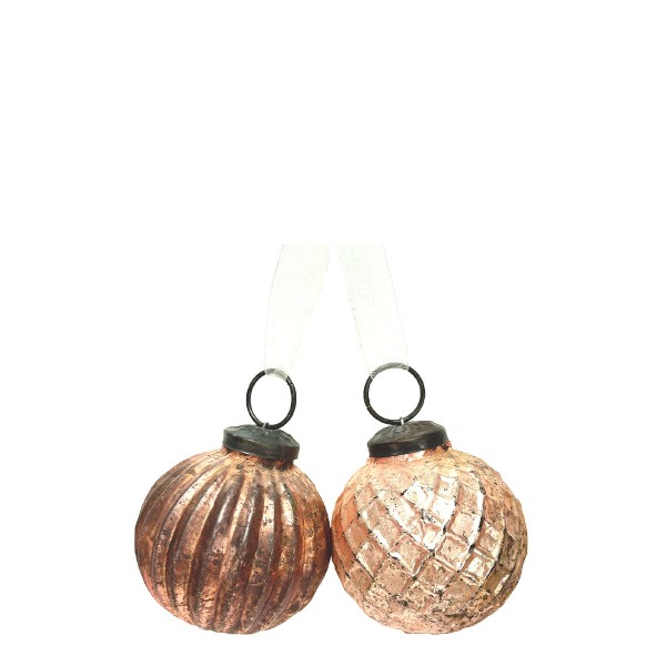 Weihnachtskugel antik-look rose Ø5cm, Set/2