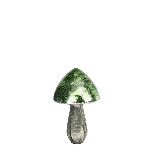 Pilz silber/grün 17x29cm Glas