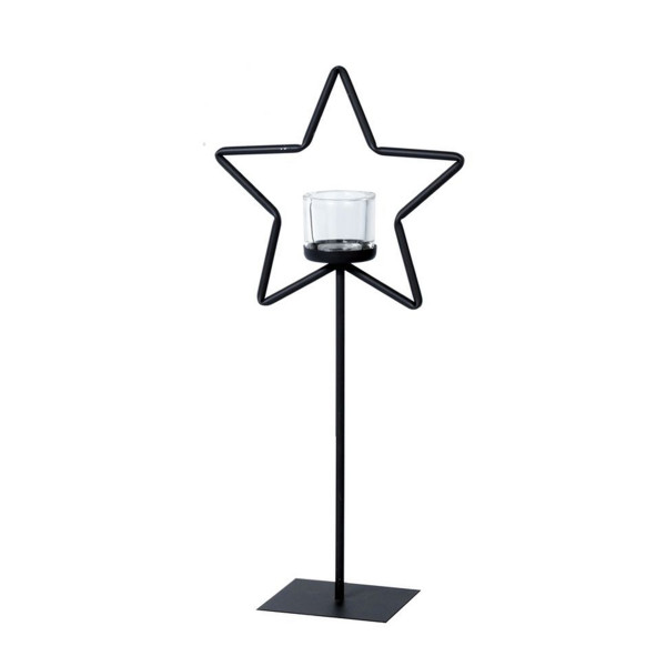 Eisen Windlicht Stern, Weihnachtsstern auf Metallständer, 50cm, WMG Grünberger