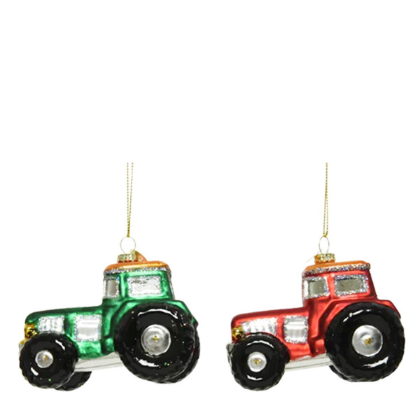 Baumschmuck Weihnachten, Traktor rot oder grün, 9cm