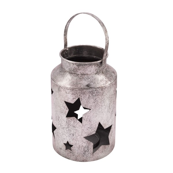 Laterne Sterne silber antik 32cm Metall