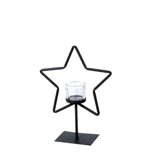 Eisen Windlicht Stern, Weihnachtsstern auf Metallständer, 30cm, WMG Grünberger