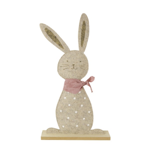 Deko Hase mit Punkte und rosa Halstuch, 55cm, Filz, Aufsteller