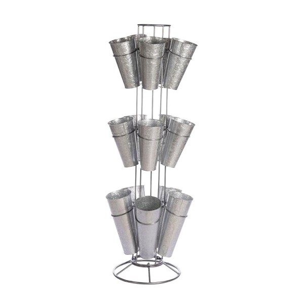 Blumenständer rund mit 15 Metalleimer Ø46cm 162cm Metall-Zink