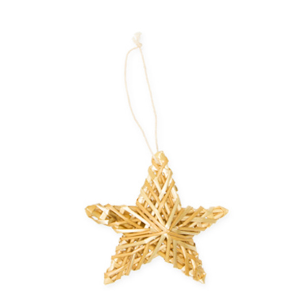Deko Strohstern Weihnachten, Christbaumschmuck aus Strohfasern, 11cm, Halbach