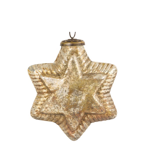 Stern silber/gold antik Glas 13cm Hänger