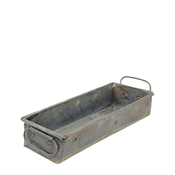 Kiste Antique, mit Griffe, grau, 36x10cm, Metall