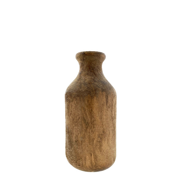Deko Flasche aus Holz, Kerzenständer oder Blumenvase aus Mangoholz, 25cm