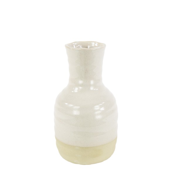 Keramik Blumenvase, grau-creme, 20x11cm