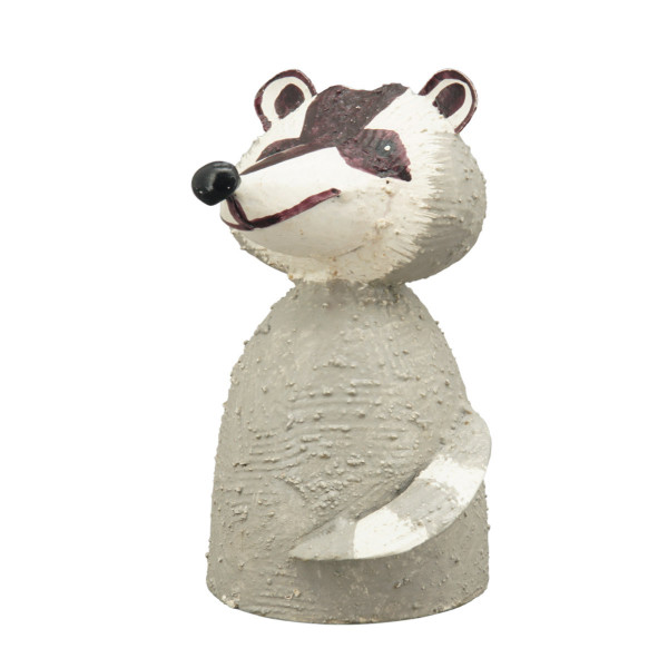 Zaunhocker Waldbewohner Tier Waschbär, Metallwaschbär beigegrau, 12x20cm