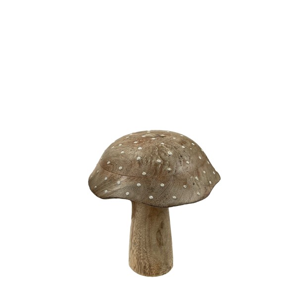Holz Fliegenpilz, natur, 15cm