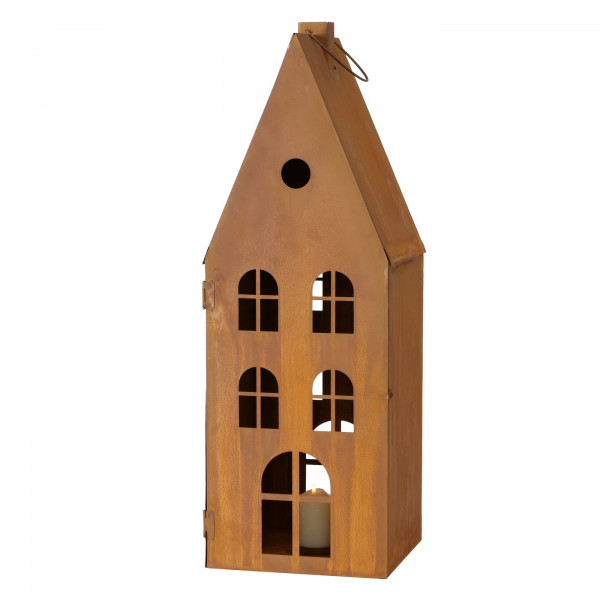 Deko Laterne Haus Vito, shabby usedlook, 75x25cm, Rost, Boltze