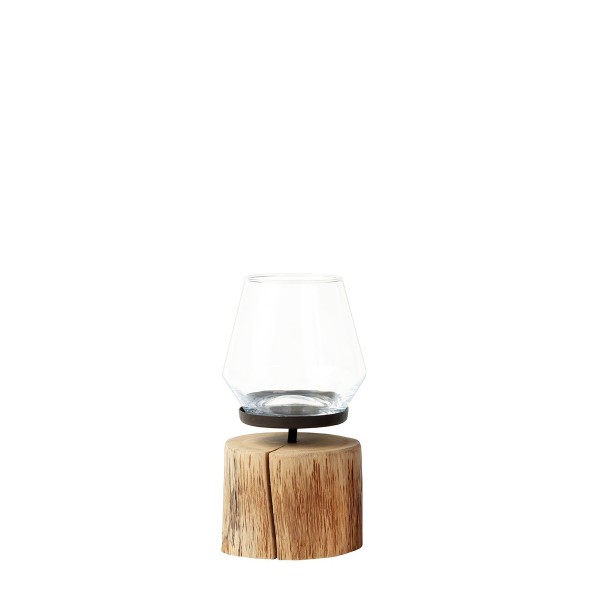 Holz Windlicht Mulan natur mit Glas 30cm, WMG Grünberger