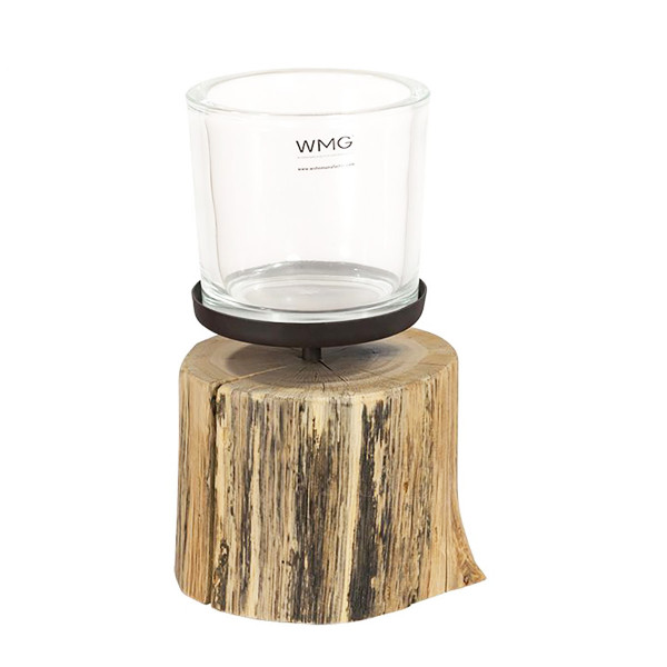 Holz Windlicht Eiche natur, 26cm, Naturholz Kerzenständer, WMG Grünberger