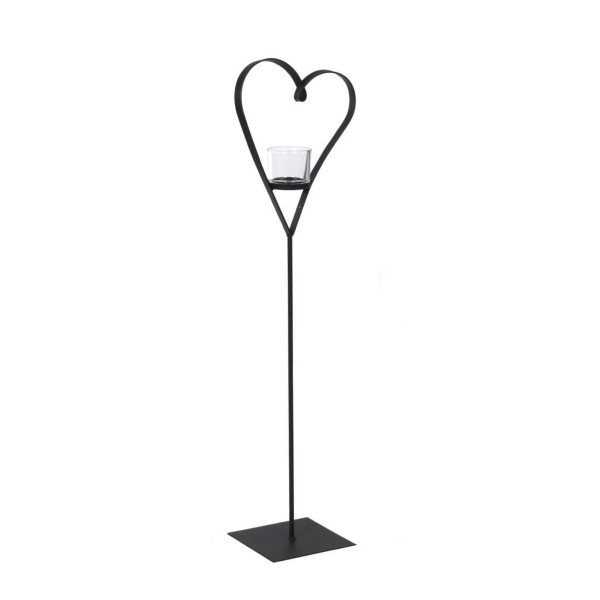 Deko Windlicht Herz Diana, geschwungenes Metallherz auf Metallständer, 100cm, WMG Grünberger