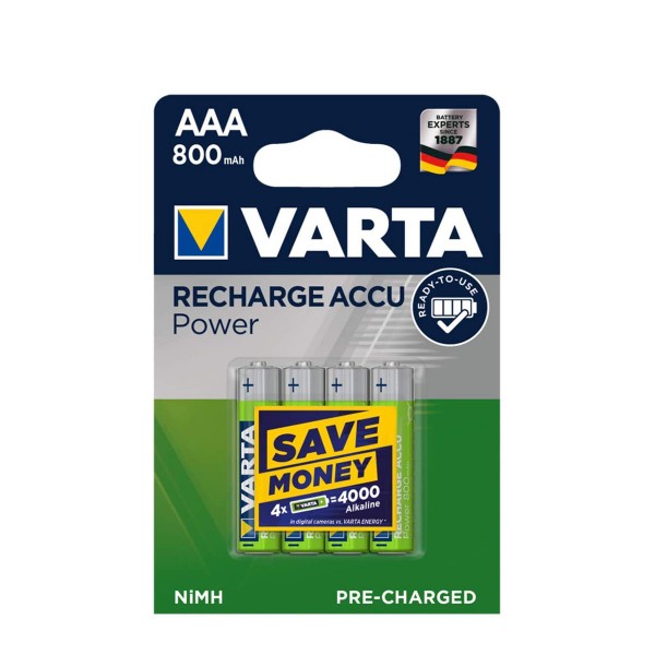 Varta Batterie, Micro AAA, R2U, Recharge Accu, 4St. im Blister