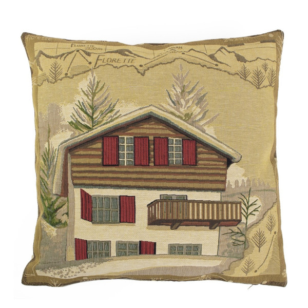 Gobelin Kissen Berghütte, Chalet Florette, 45x45cm, Mars &amp; More