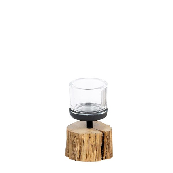 Holz Windlicht natur mit Glas 13cm, WMG Grünberger