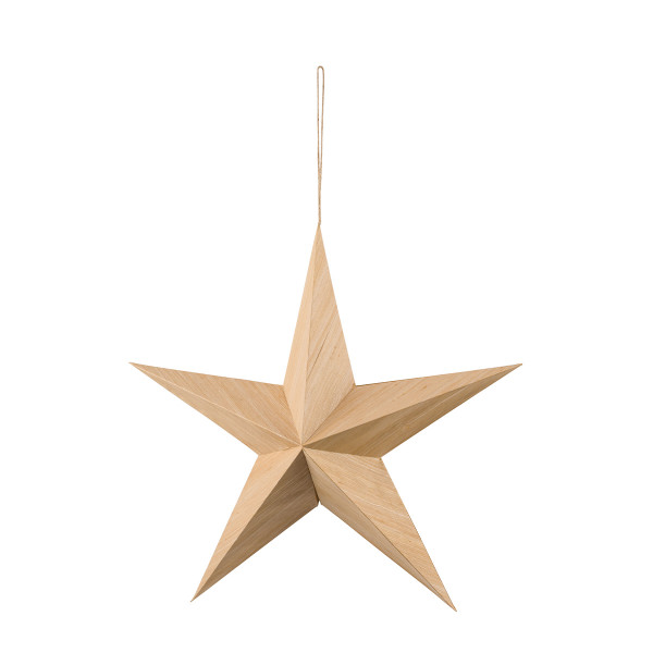 Deko Stern Weihnachten natur, Papierstern in Holzoptik natur, Ø20cm, Hänger